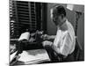 Writer Damon Runyon Working on Script at Desk-Gjon Mili-Mounted Premium Photographic Print