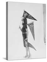 Writer Gloria Steinem Carrying Pennants for Professional Football Teams-Yale Joel-Stretched Canvas