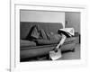 Writer Niven Busch Lying on Sofa with Newspaper over His Face as He Takes Nap from Screenwriting-Paul Dorsey-Framed Photographic Print