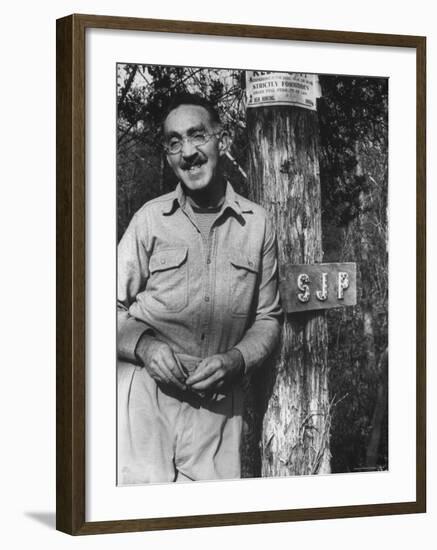 Writer S.J. Perelman at His Farm-Carl Mydans-Framed Premium Photographic Print