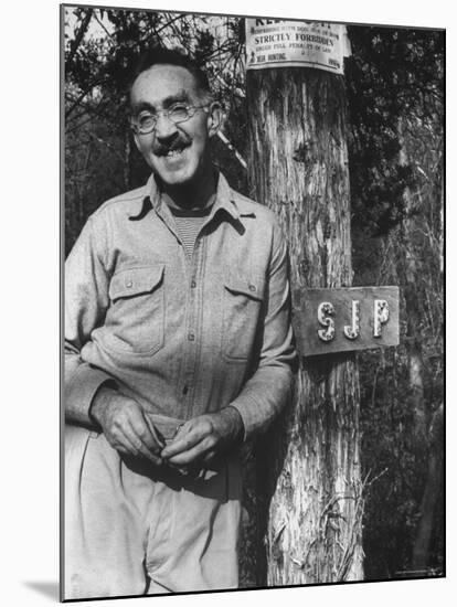Writer S.J. Perelman at His Farm-Carl Mydans-Mounted Premium Photographic Print