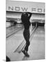 Writhing in Dismay Bowler Phyllis Mercer Watches Ball Miss Pins-Stan Wayman-Mounted Photographic Print