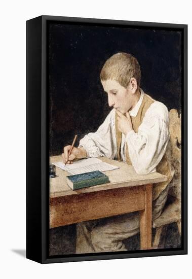 Writing Boy, 1902-Albert Anker-Framed Stretched Canvas