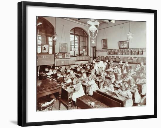 Writing Lesson, Hugh Myddelton School, Finsbury, London, 1906-null-Framed Photographic Print