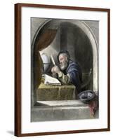 Writing Master Using a Quill Pen-null-Framed Giclee Print