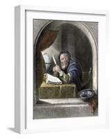 Writing Master Using a Quill Pen-null-Framed Giclee Print