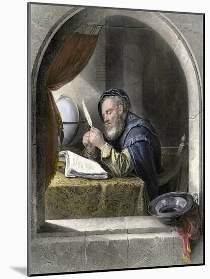 Writing Master Using a Quill Pen-null-Mounted Giclee Print