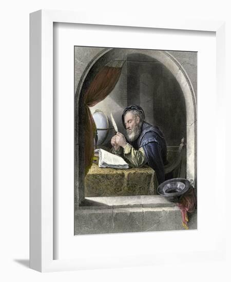 Writing Master Using a Quill Pen-null-Framed Giclee Print