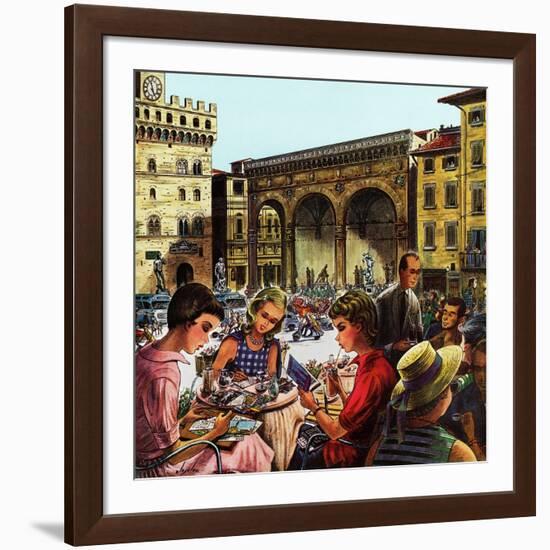 "Writing Postcards Home," June 30, 1962-Constantin Alajalov-Framed Giclee Print