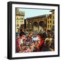 "Writing Postcards Home," June 30, 1962-Constantin Alajalov-Framed Giclee Print