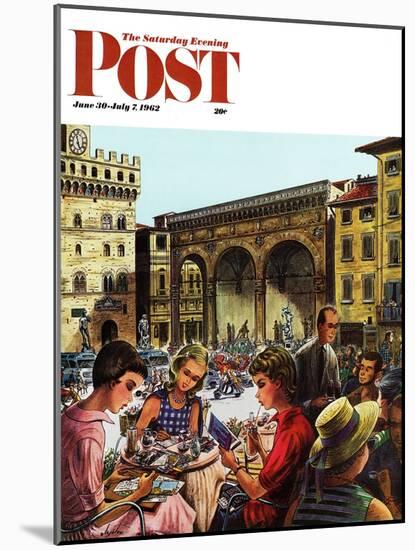 "Writing Postcards Home," Saturday Evening Post Cover, June 30, 1962-Constantin Alajalov-Mounted Giclee Print