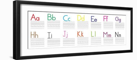 Writing Practice of English Letters from A to N. Education for Children. Vector Illustration-Nosyrevy-Framed Photographic Print