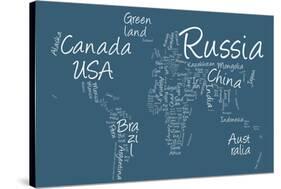 Writing Text Map of the World Map-Michael Tompsett-Stretched Canvas