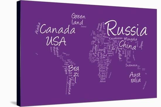 Writing Text Map of the World Map-Michael Tompsett-Stretched Canvas