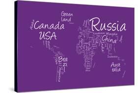 Writing Text Map of the World Map-Michael Tompsett-Stretched Canvas