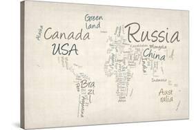 Writing Text Map of the World Map-Michael Tompsett-Stretched Canvas