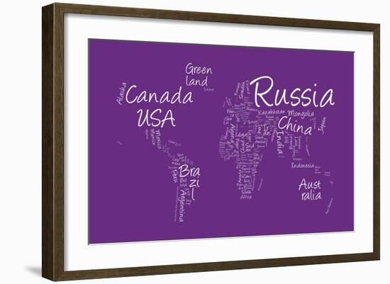 Writing Text Map of the World Map-Michael Tompsett-Framed Art Print