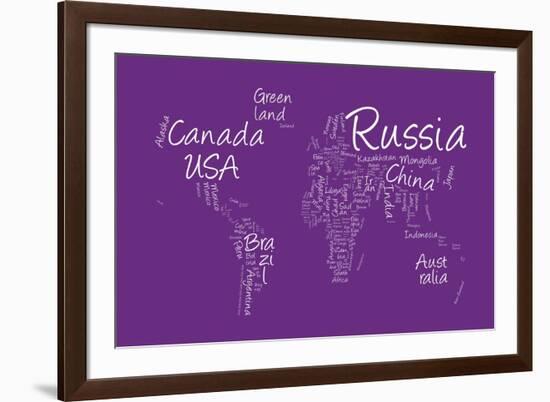 Writing Text Map of the World Map-Michael Tompsett-Framed Art Print