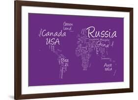 Writing Text Map of the World Map-Michael Tompsett-Framed Art Print