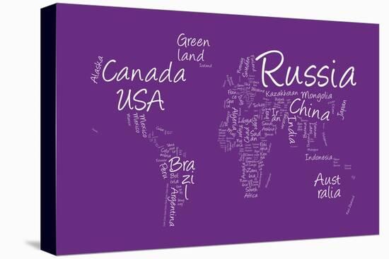 Writing Text Map of the World Map-Michael Tompsett-Stretched Canvas