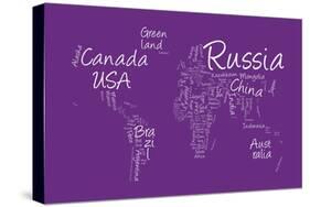 Writing Text Map of the World Map-Michael Tompsett-Stretched Canvas