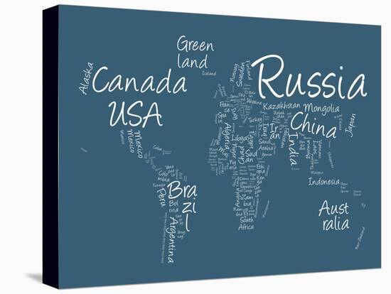 Writing Text Map of the World Map-Michael Tompsett-Stretched Canvas