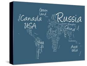 Writing Text Map of the World Map-Michael Tompsett-Stretched Canvas