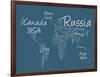 Writing Text Map of the World Map-Michael Tompsett-Framed Art Print