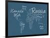 Writing Text Map of the World Map-Michael Tompsett-Framed Art Print