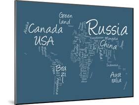 Writing Text Map of the World Map-Michael Tompsett-Mounted Art Print