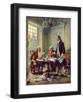 Writing the Declaration of Independence, 1776-Jean Leon Gerome Ferris-Framed Art Print