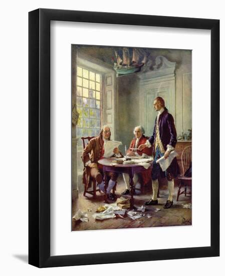 Writing the Declaration of Independence, 1776-Jean Leon Gerome Ferris-Framed Art Print