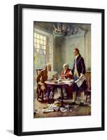 Writing the Declaration of Independence Historical Art Print Poster-null-Framed Poster