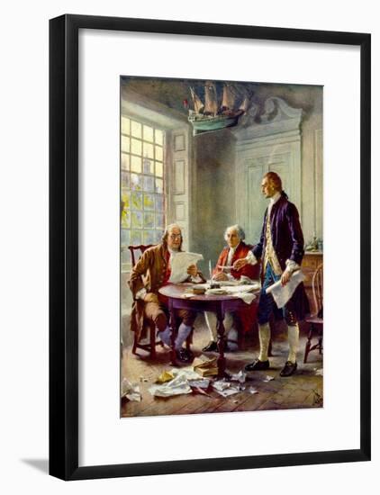 Writing the Declaration of Independence Historical Art Print Poster-null-Framed Poster