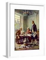 Writing the Declaration of Independence Historical Art Print Poster-null-Framed Poster