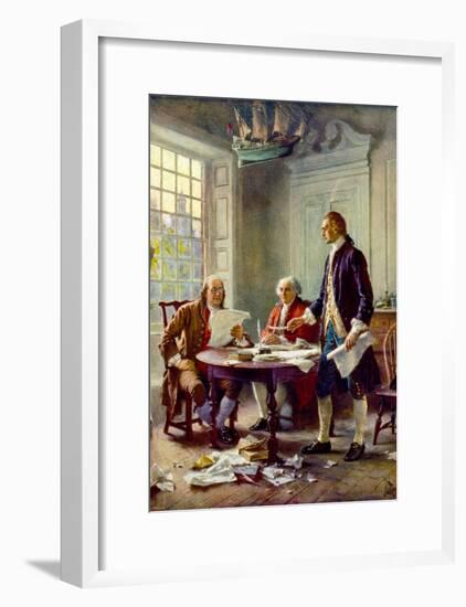 Writing the Declaration of Independence Historical Art Print Poster-null-Framed Poster