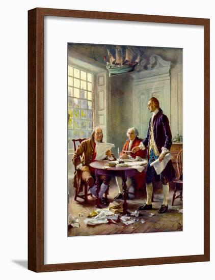 Writing the Declaration of Independence Historical Art Print Poster-null-Framed Poster