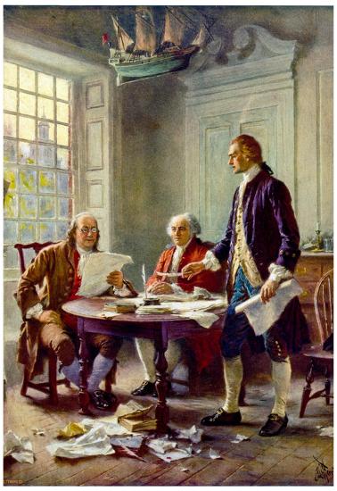 Writing the Declaration of Independence Historical Art Print Poster-null-Lamina Framed Poster