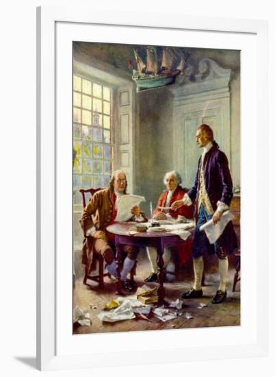 Writing the Declaration of Independence Historical-null-Framed Art Print