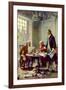 Writing the Declaration of Independence Historical-null-Framed Art Print