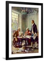 Writing the Declaration of Independence Historical-null-Framed Art Print