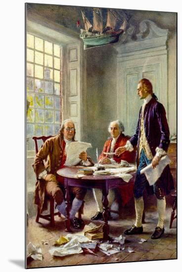 Writing the Declaration of Independence Historical-null-Mounted Art Print