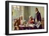 Writing the Declaration of Independence in 1776-Jean Leon Gerome Ferris-Framed Art Print