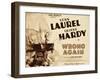 WRONG AGAIN, from top: Stan Laurel, Oliver Hardy on title lobbycard, 1929-null-Framed Art Print