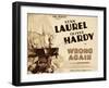 WRONG AGAIN, from top: Stan Laurel, Oliver Hardy on title lobbycard, 1929-null-Framed Art Print