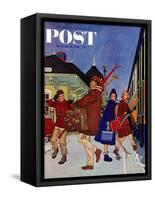 "Wrong Week at the Ski Resort," Saturday Evening Post Cover, January 14, 1961-James Williamson-Framed Stretched Canvas