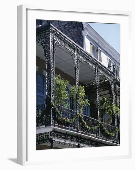 Wrought Iron Balcony, French Quarter, New Orleans, Louisiana, USA-Charles Bowman-Framed Photographic Print