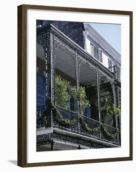 Wrought Iron Balcony, French Quarter, New Orleans, Louisiana, USA-Charles Bowman-Framed Photographic Print