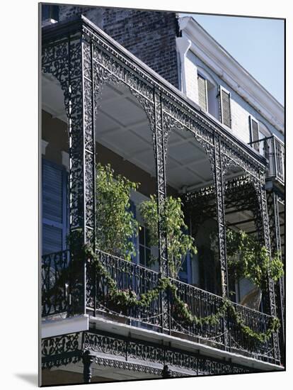 Wrought Iron Balcony, French Quarter, New Orleans, Louisiana, USA-Charles Bowman-Mounted Photographic Print