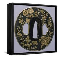 Wrought Iron Shakudo Nanako Tsuba, Japan-null-Framed Stretched Canvas